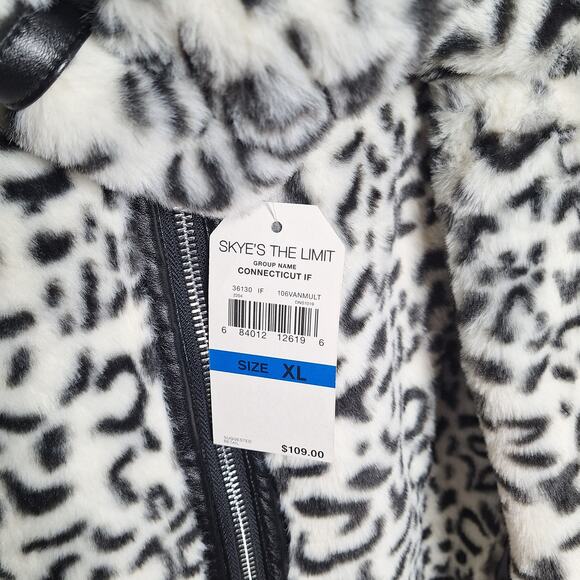Skye's The Limit NEW Women's Faux Fur Leopard Print Jacket soft cozy warm XL - Picture 4 of 6